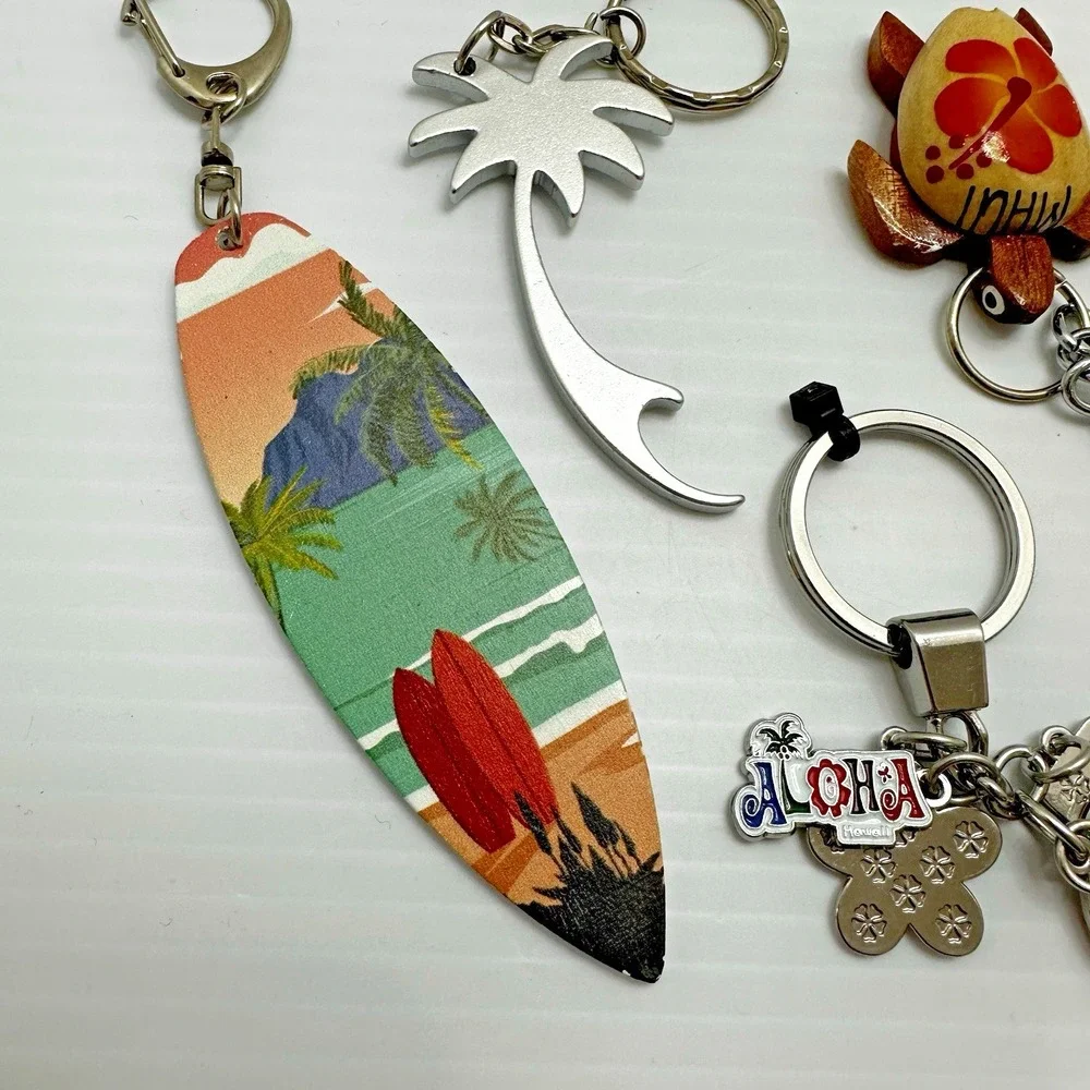 Hawaiian Islands lot 9 Keychain Purse Charm Surfboard Turtle Aloha Maui Marathon